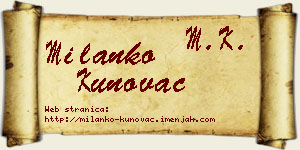 Milanko Kunovac vizit kartica